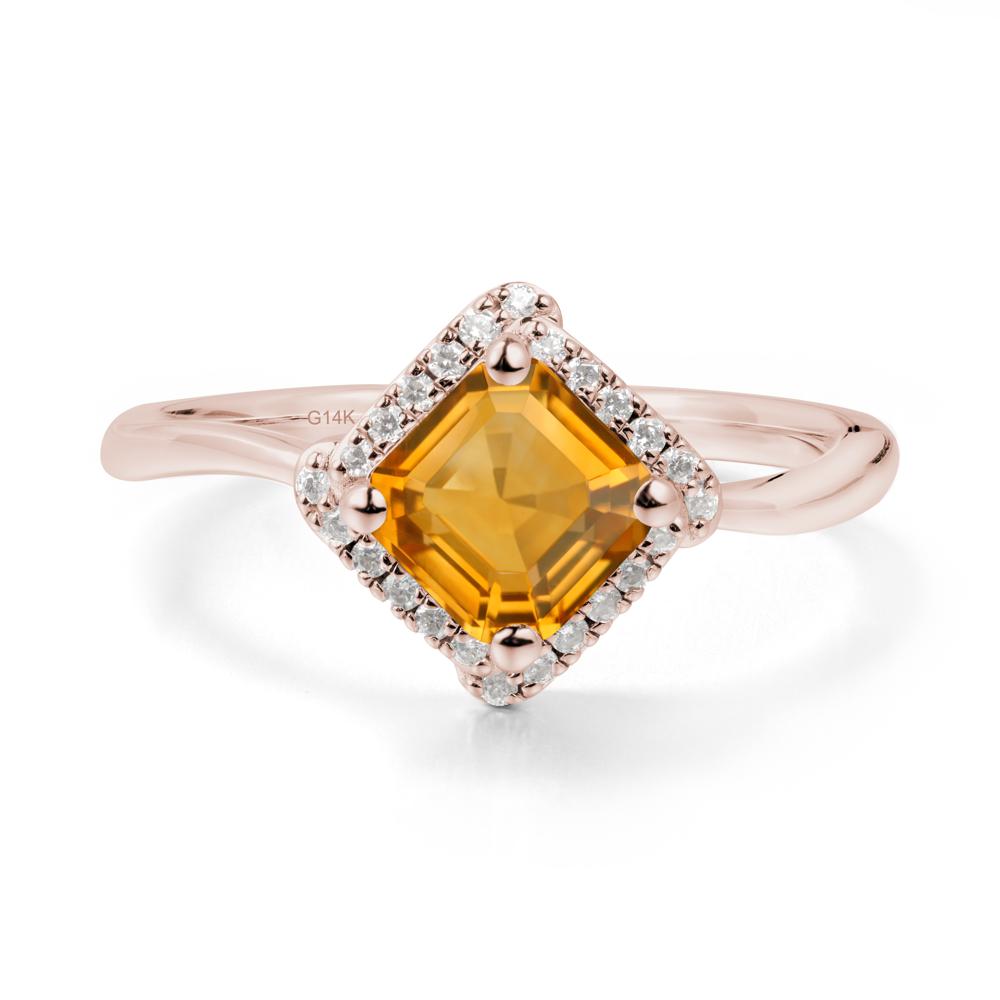 Halo Citrine Engagement Ring - LUO Jewelry #metal_14k rose gold
