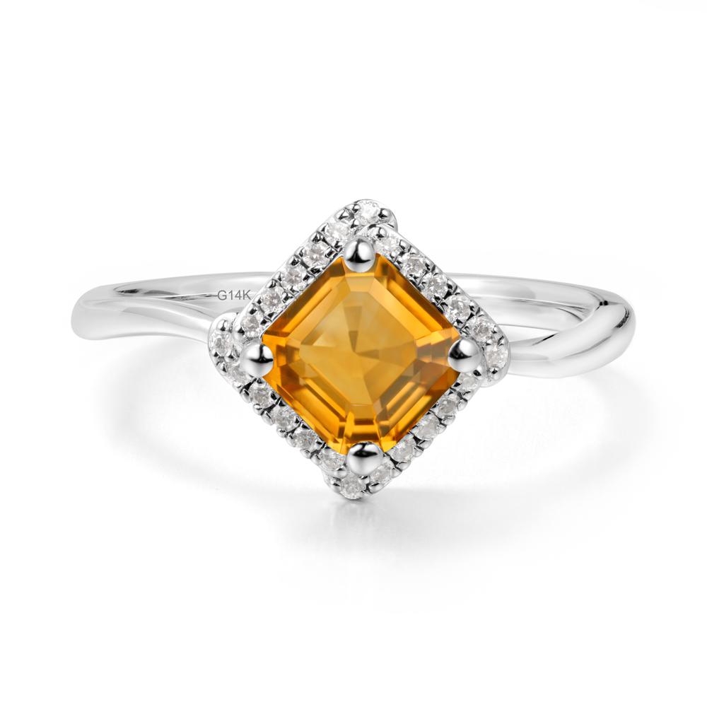 Halo Citrine Engagement Ring - LUO Jewelry #metal_14k white gold
