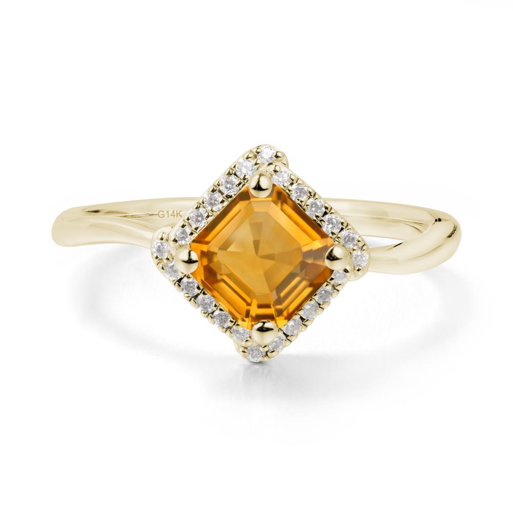 Halo Citrine Engagement Ring - LUO Jewelry #metal_14k yellow gold