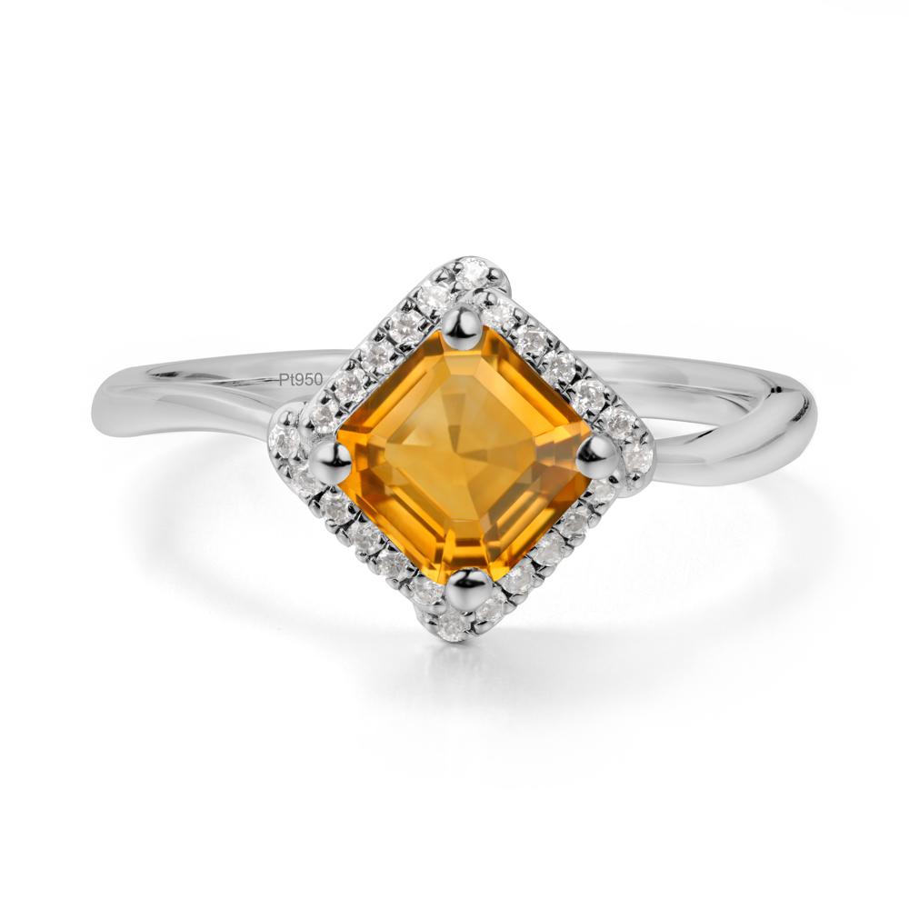 Halo Citrine Engagement Ring - LUO Jewelry #metal_platinum