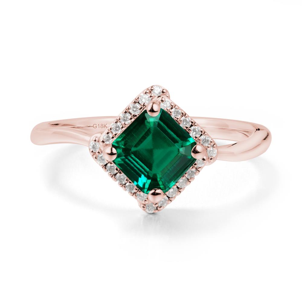 Halo Emerald Engagement Ring - LUO Jewelry #metal_18k rose gold