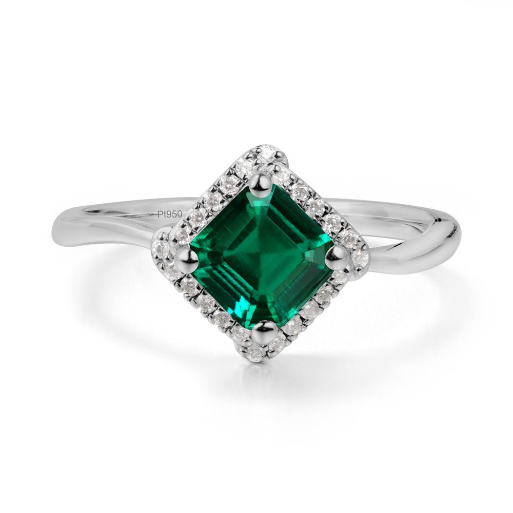 Halo Emerald Engagement Ring - LUO Jewelry #metal_platinum