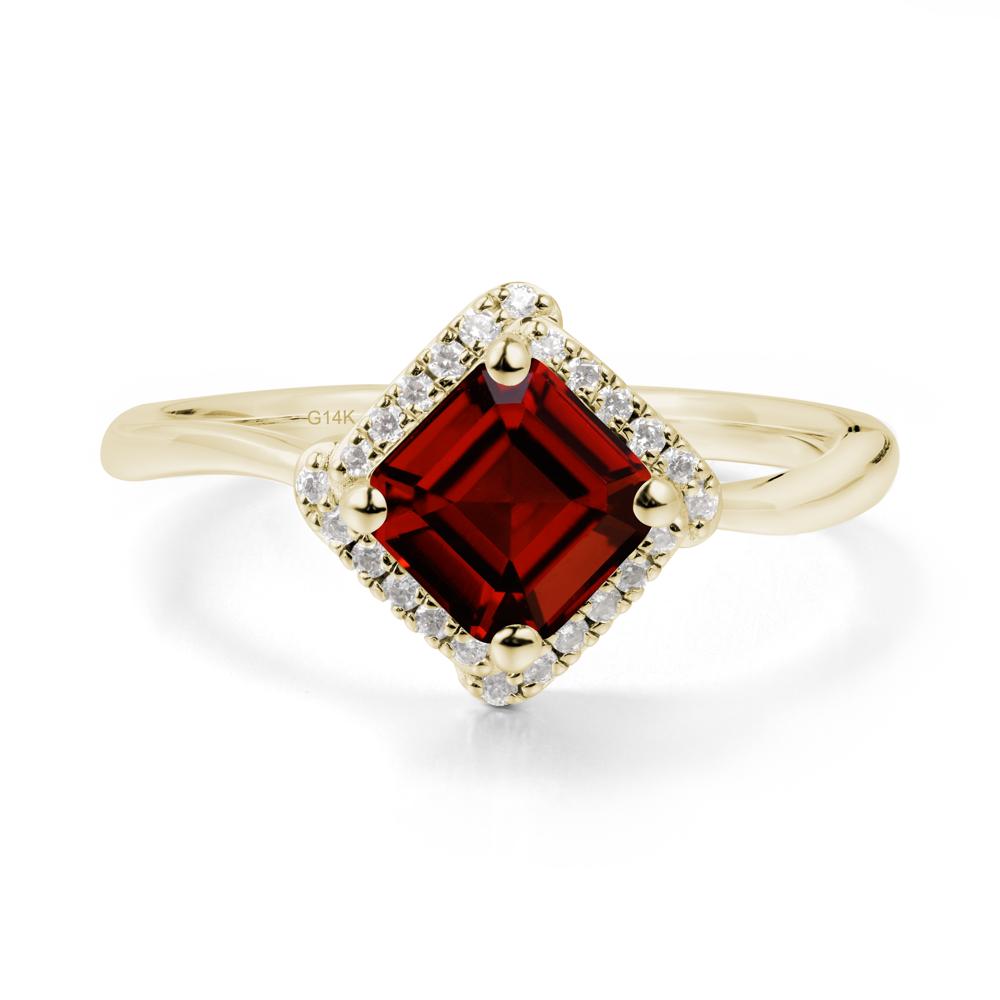 Halo Garnet Engagement Ring - LUO Jewelry #metal_14k yellow gold