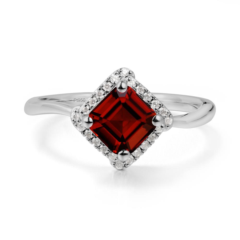 Halo Garnet Engagement Ring - LUO Jewelry #metal_platinum