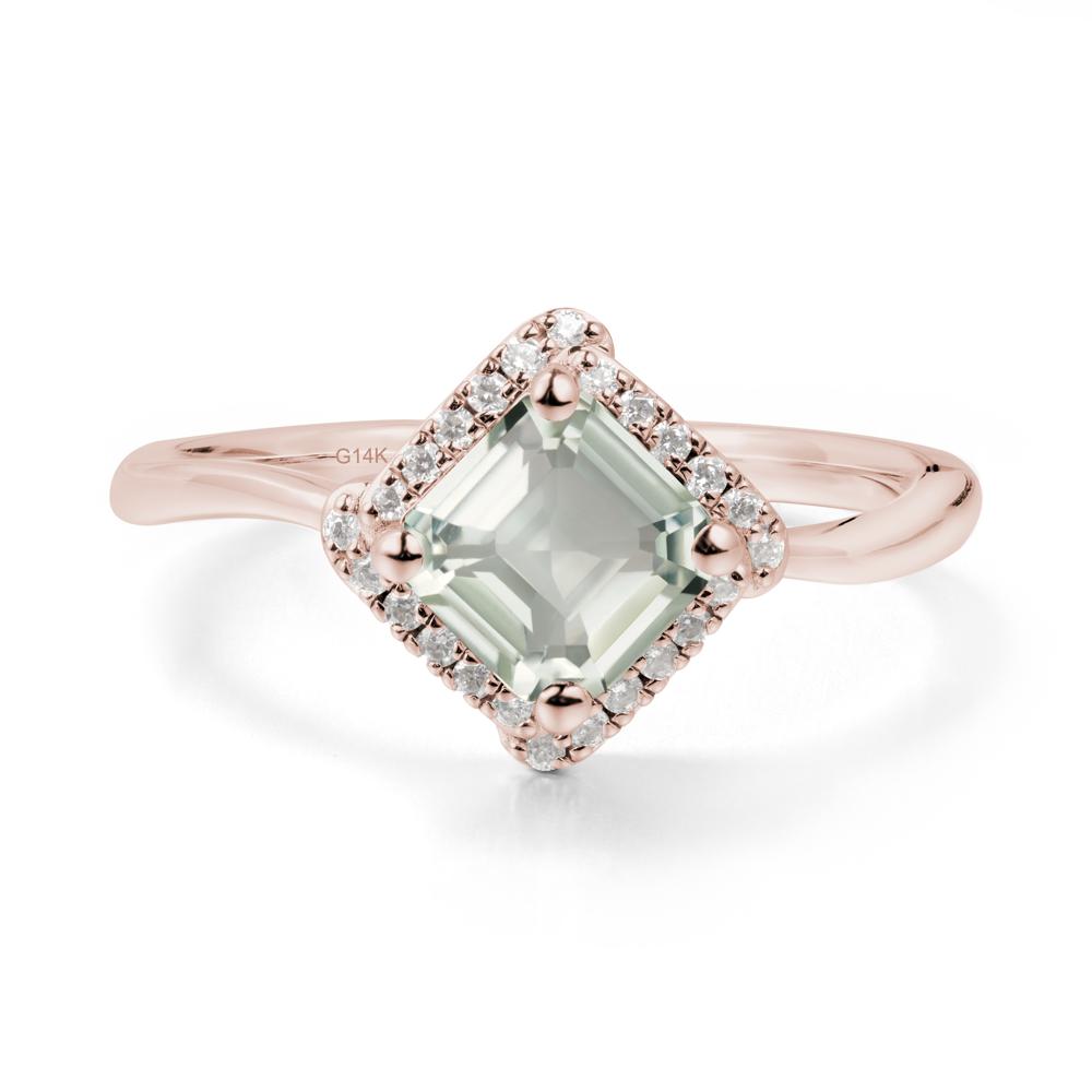 Halo Asscher Green Amethyst Ring - LUO Jewelry #metal_14k rose gold