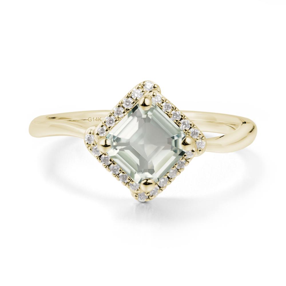 Halo Asscher Green Amethyst Ring - LUO Jewelry #metal_14k yellow gold