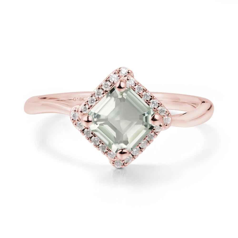 Halo Asscher Green Amethyst Ring - LUO Jewelry #metal_18k rose gold