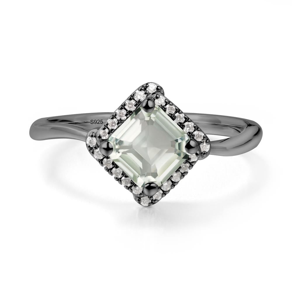 Halo Asscher Green Amethyst Ring - LUO Jewelry #metal_black finish sterling silver