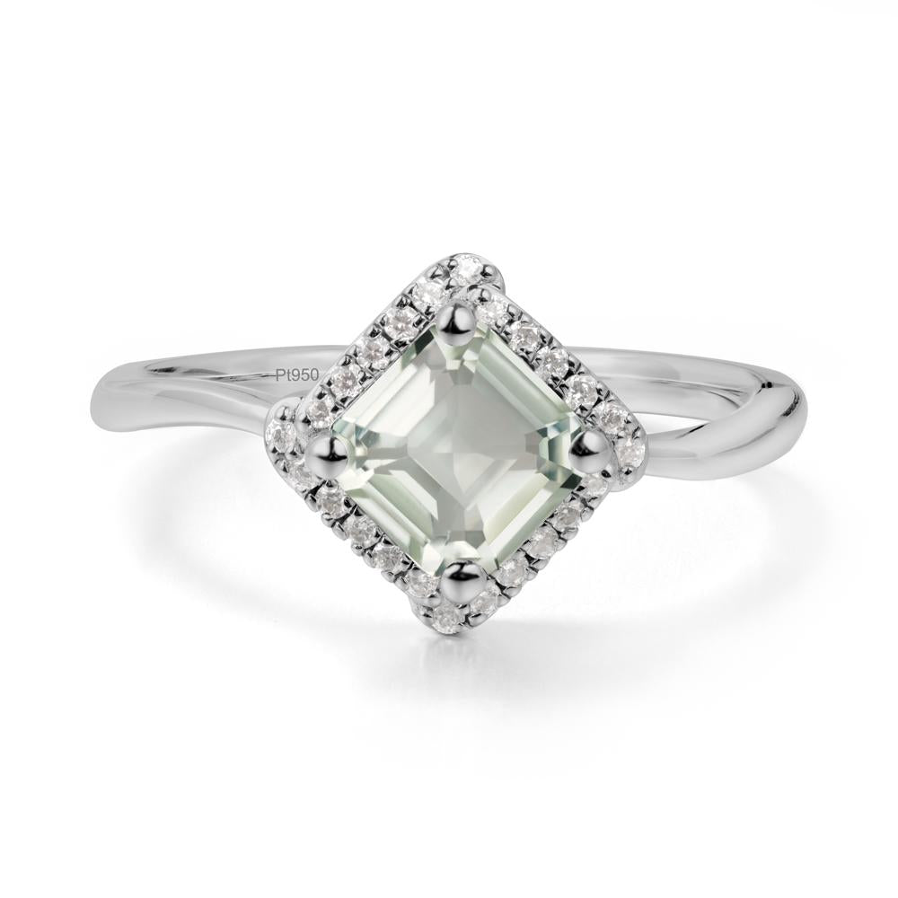 Halo Asscher Green Amethyst Ring - LUO Jewelry #metal_platinum