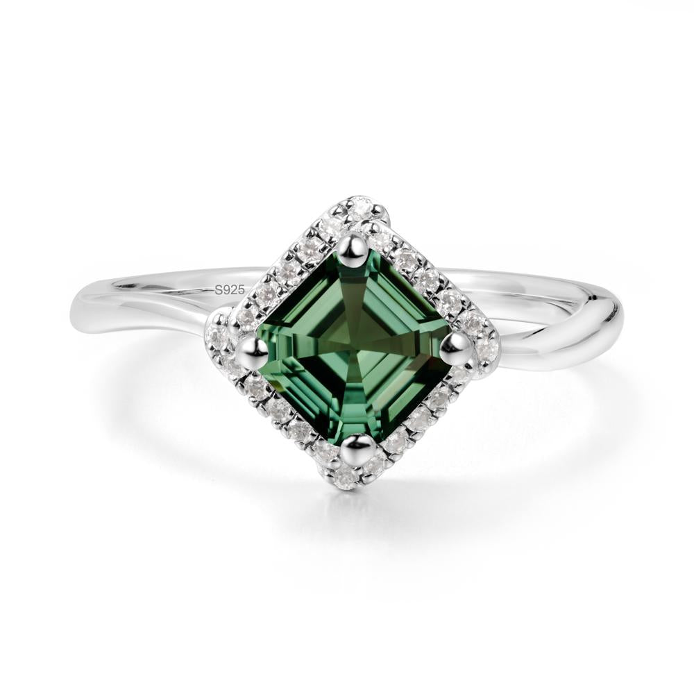 Halo Green Sapphire Engagement Ring - LUO Jewelry #metal_sterling silver