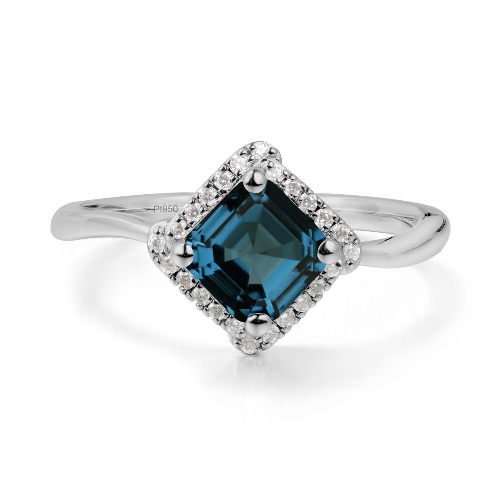 Halo Asscher London Blue Topaz Ring - LUO Jewelry #metal_platinum