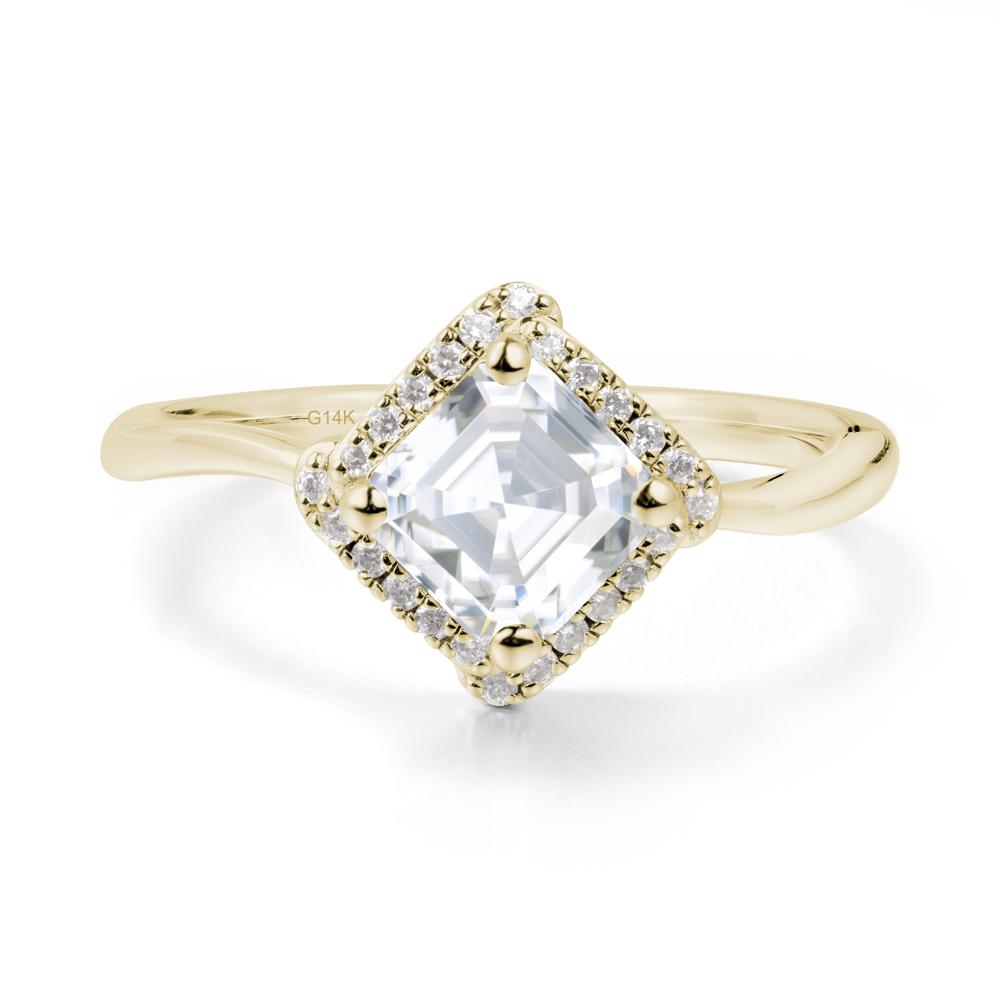 Halo Moissanite Engagement Ring - LUO Jewelry #metal_14k yellow gold