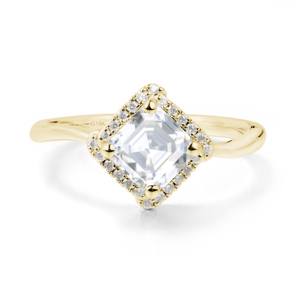 Halo Moissanite Engagement Ring - LUO Jewelry #metal_18k yellow gold