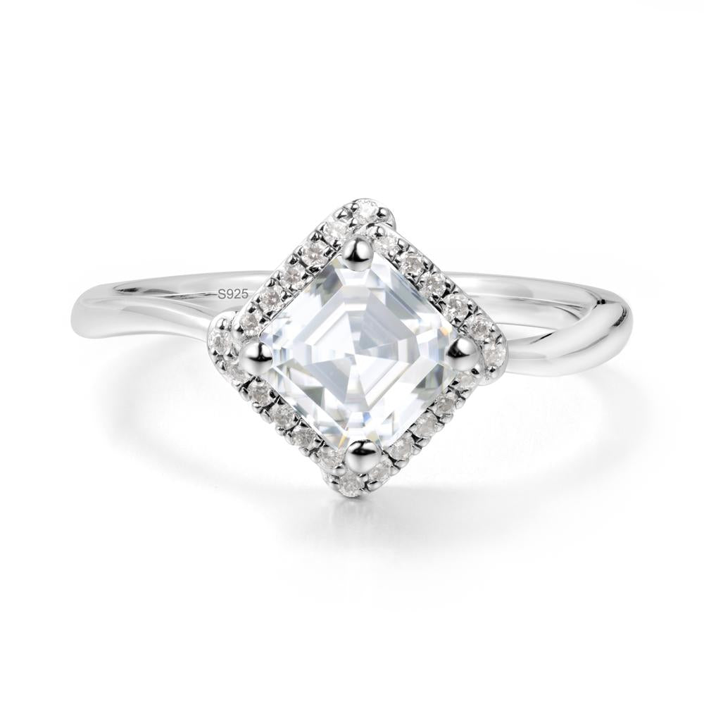 Halo Moissanite Engagement Ring - LUO Jewelry #metal_sterling silver
