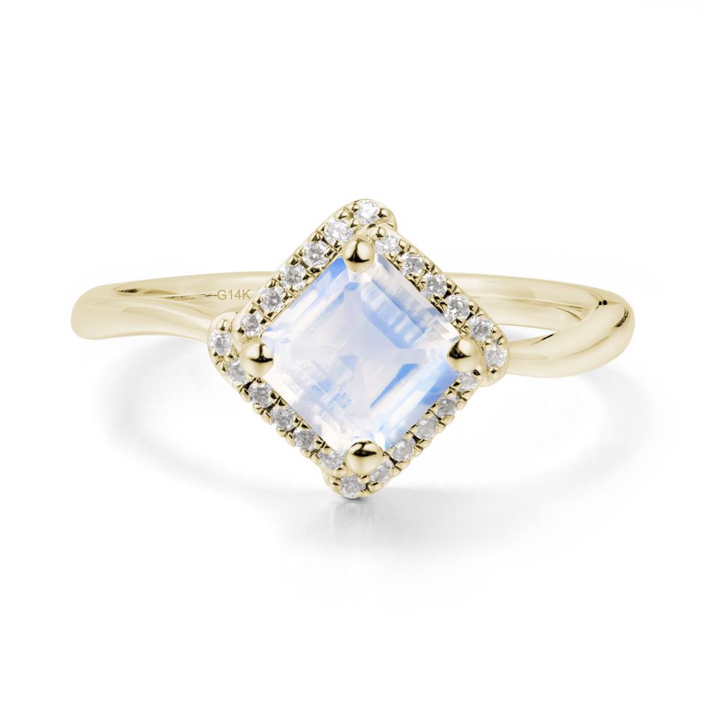 Halo Asscher Moonstone Ring - LUO Jewelry #metal_14k yellow gold