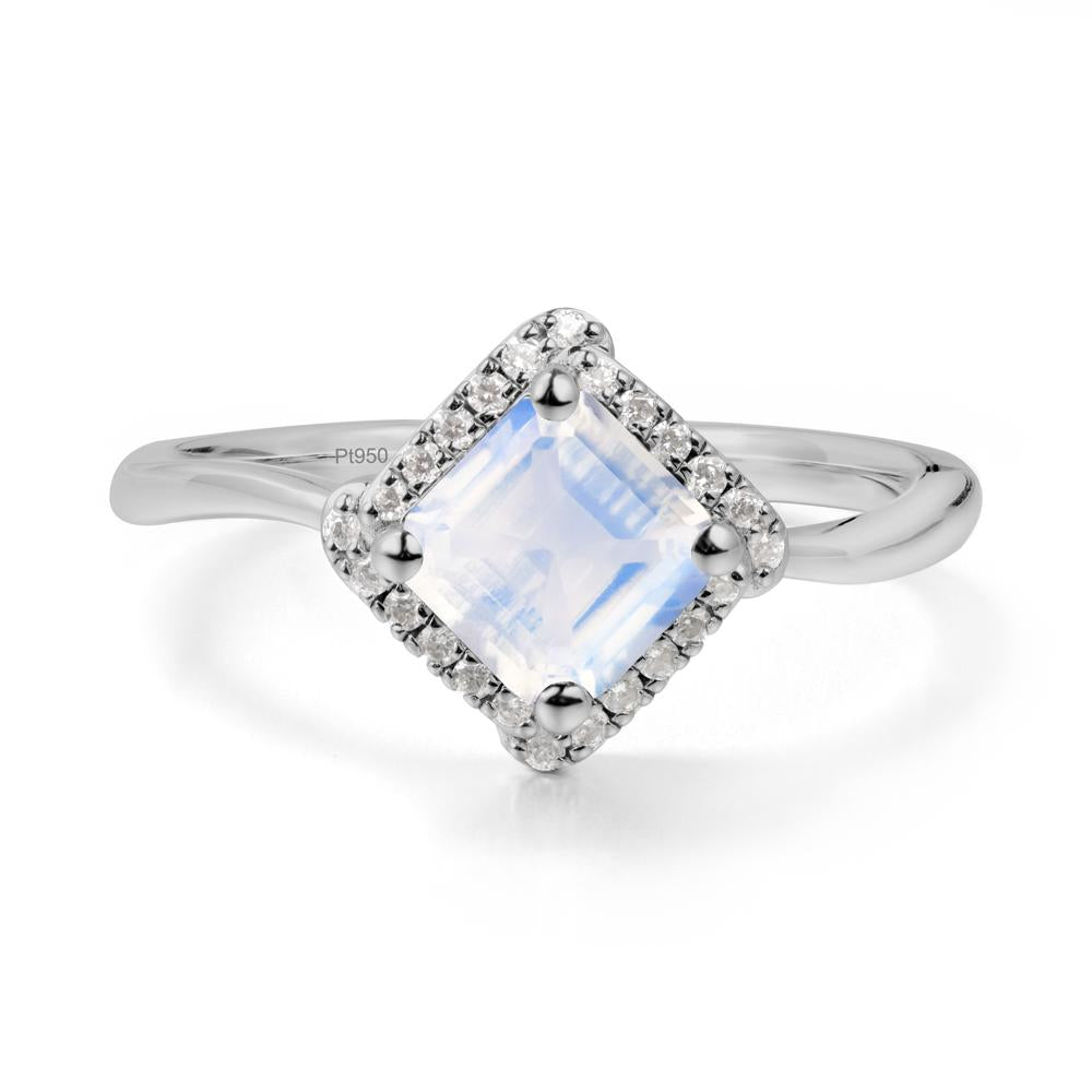 Halo Asscher Moonstone Ring - LUO Jewelry #metal_platinum