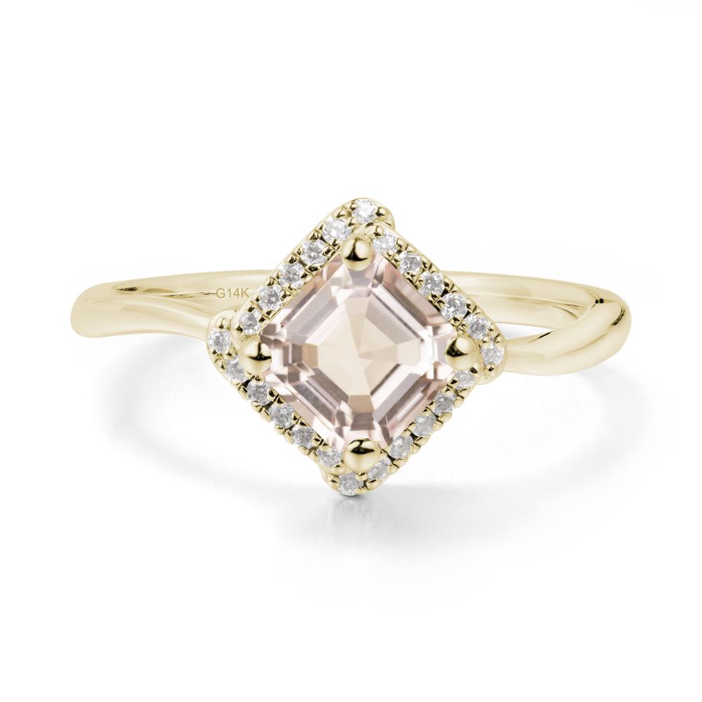 Asscher Morganite Halo Ring - LUO Jewelry #metal_14k yellow gold