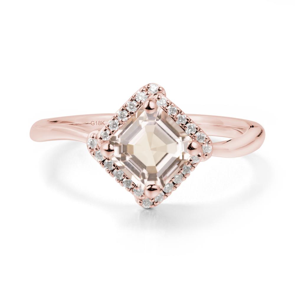 Asscher Morganite Halo Ring - LUO Jewelry #metal_18k rose gold