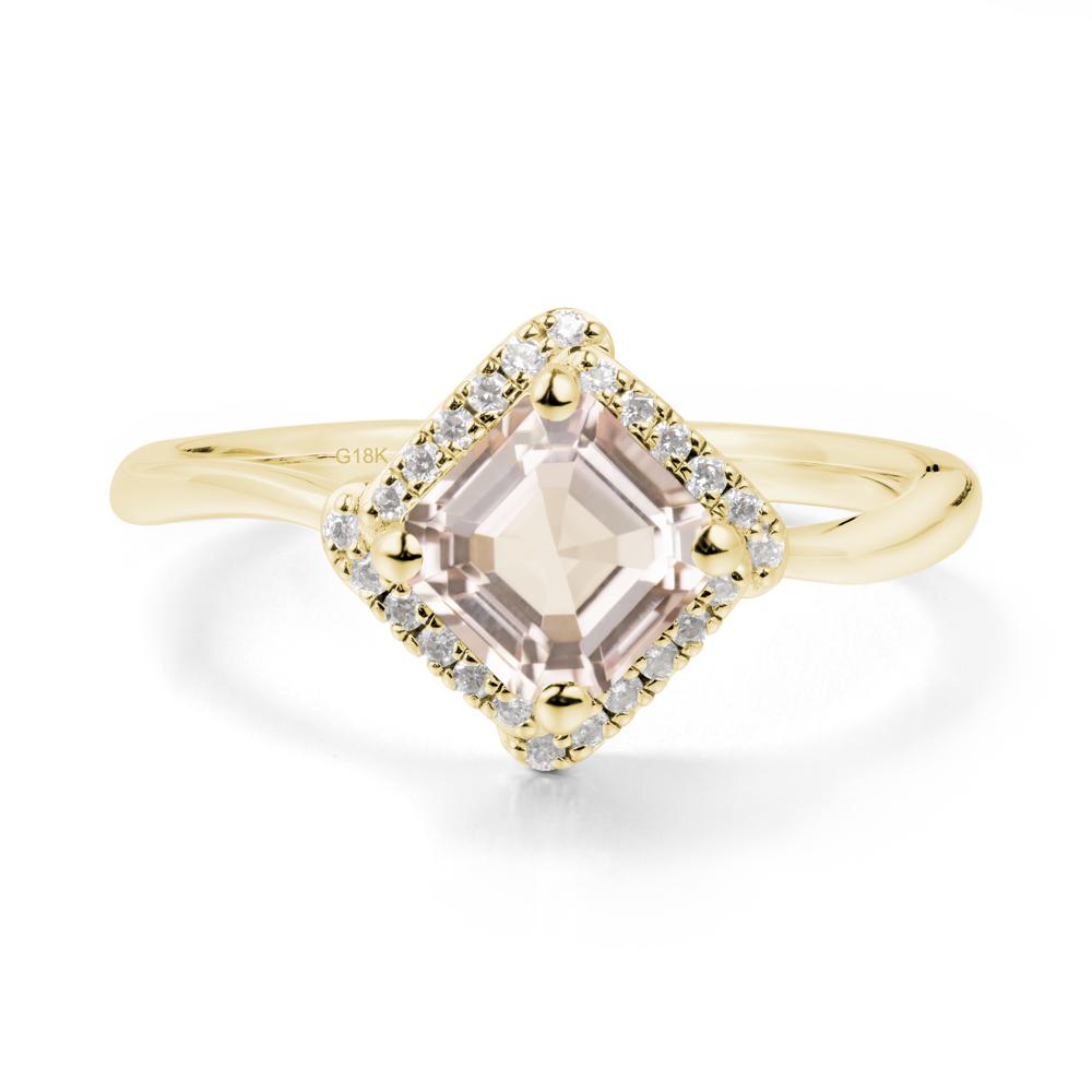 Asscher Morganite Halo Ring - LUO Jewelry #metal_18k yellow gold