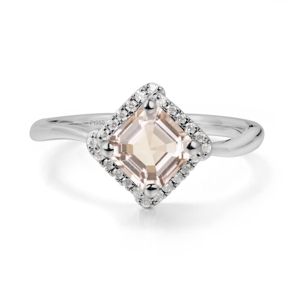Asscher Morganite Halo Ring - LUO Jewelry #metal_platinum