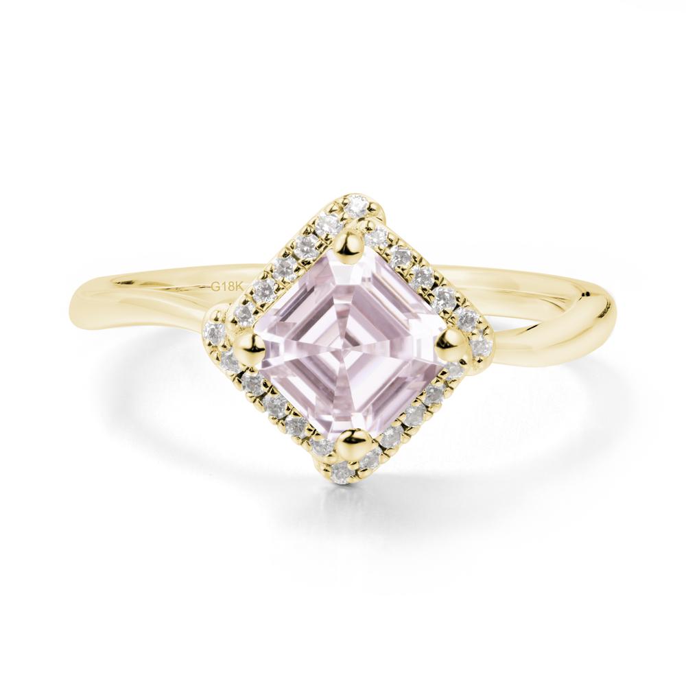 Halo Asscher Pink Cubic Zirconia Ring - LUO Jewelry #metal_18k yellow gold