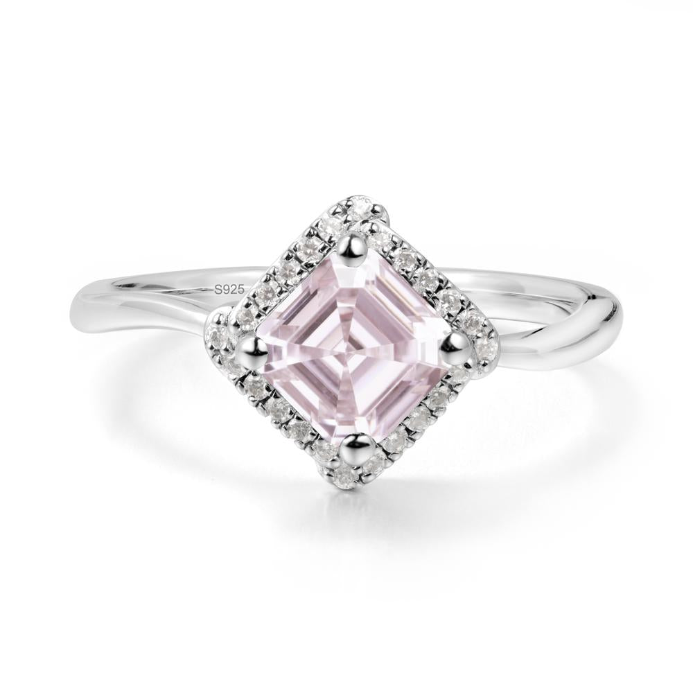 Halo Asscher Pink Cubic Zirconia Ring - LUO Jewelry #metal_sterling silver