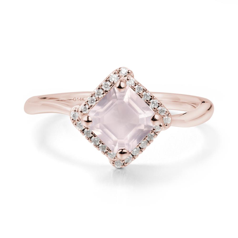 Halo Rose Quartz Engagement Ring - LUO Jewelry #metal_14k rose gold