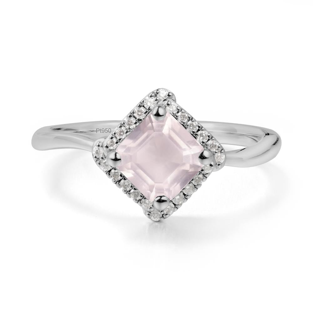 Halo Rose Quartz Engagement Ring - LUO Jewelry #metal_platinum