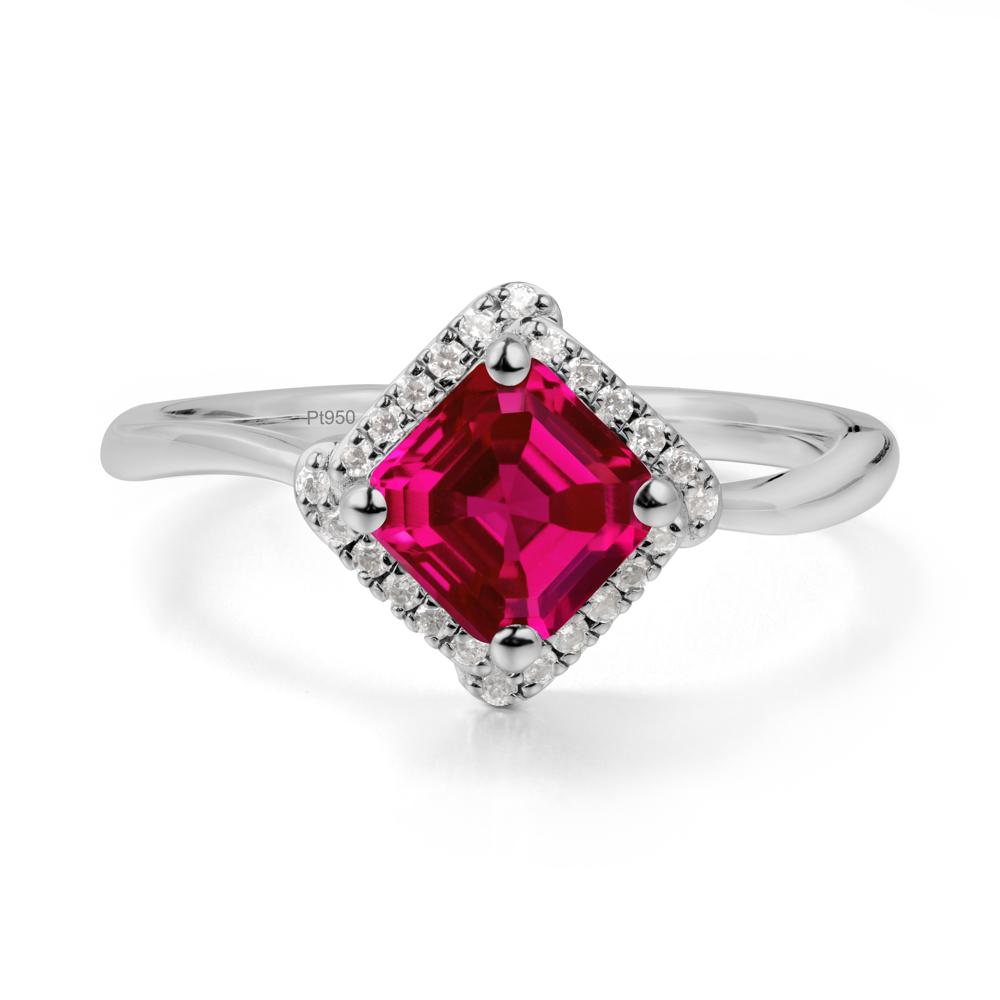 Halo Ruby Engagement Ring - LUO Jewelry #metal_platinum
