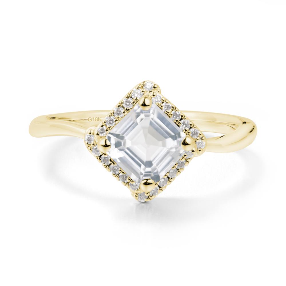 Asscher White Topaz Halo Ring - LUO Jewelry #metal_18k yellow gold
