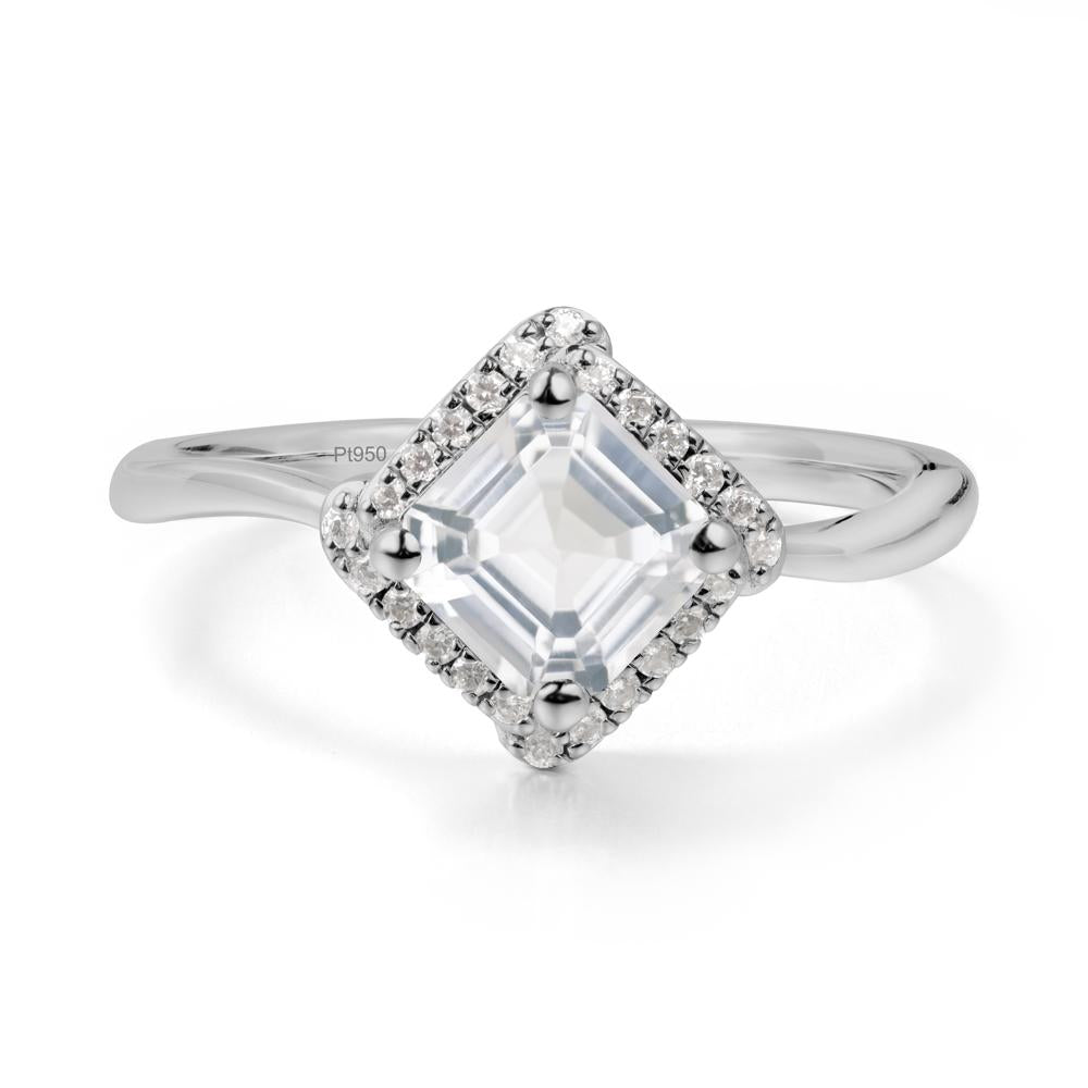 Asscher White Topaz Halo Ring - LUO Jewelry #metal_platinum