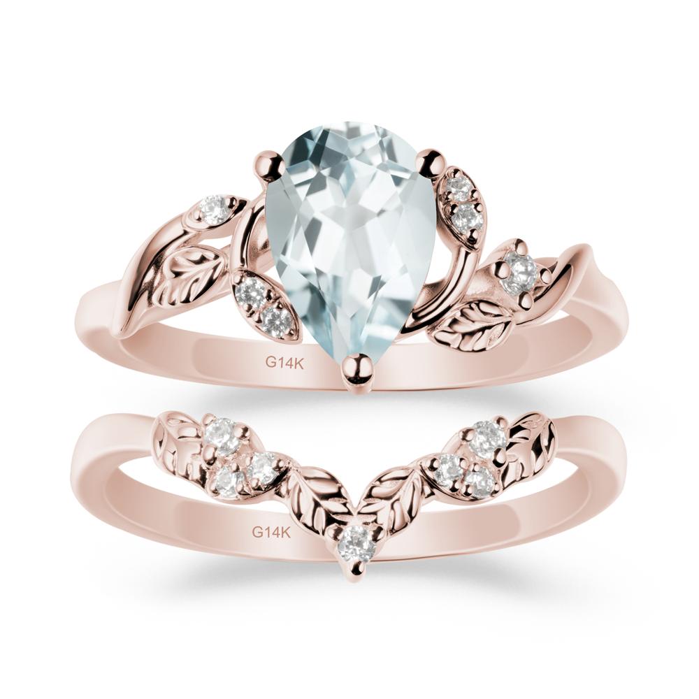 Leaf Inspired Aquamarine Bridal Set - LUO Jewelry #metal_xxxxx