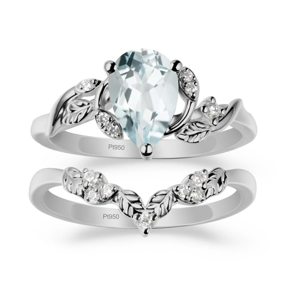 Leaf Inspired Aquamarine Bridal Set - LUO Jewelry #metal_xxxxx