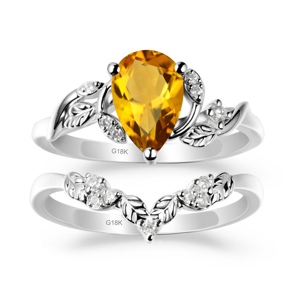 Pear-Shaped Citrine Ring Set with Leaf - LUO Jewelry #metal_xxxxx