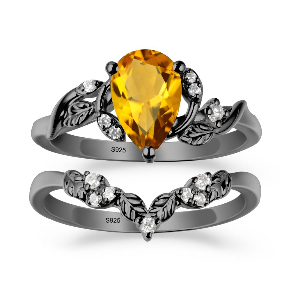 Pear-Shaped Citrine Ring Set with Leaf - LUO Jewelry #metal_xxxxx