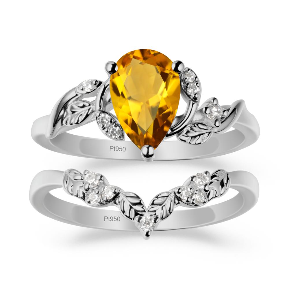 Pear-Shaped Citrine Ring Set with Leaf - LUO Jewelry #metal_xxxxx