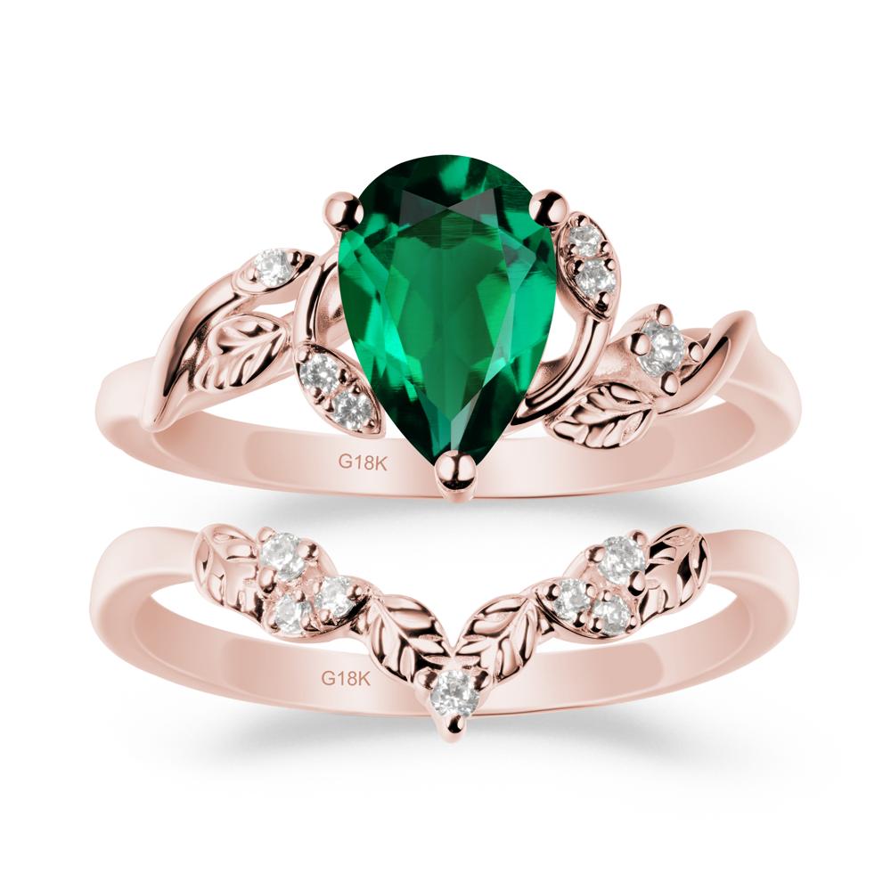 Leaf Inspired Emerald Bridal Set - LUO Jewelry #metal_xxxxx
