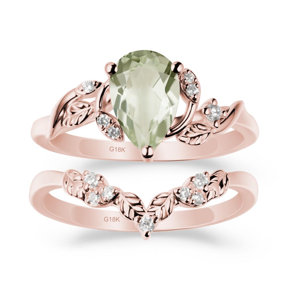 Pear-Shaped Green Amethyst Ring Set with Leaf - LUO Jewelry #metal_xxxxx