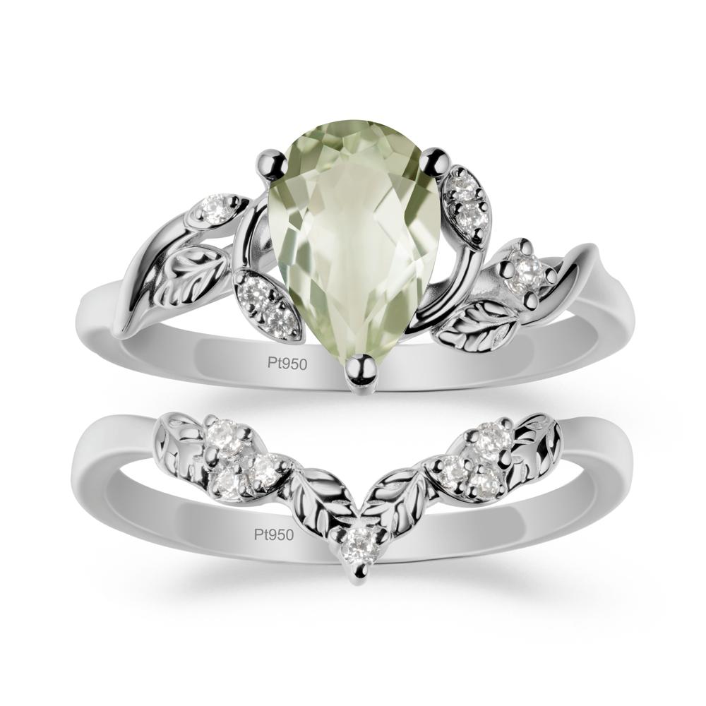 Pear-Shaped Green Amethyst Ring Set with Leaf - LUO Jewelry #metal_xxxxx