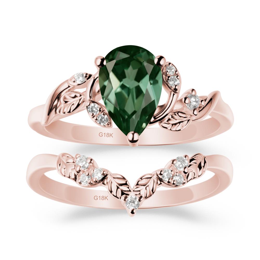 Leaf Inspired Green Sapphire Bridal Set - LUO Jewelry #metal_xxxxx