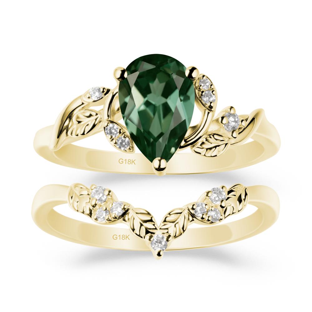 Leaf Inspired Green Sapphire Bridal Set - LUO Jewelry #metal_xxxxx