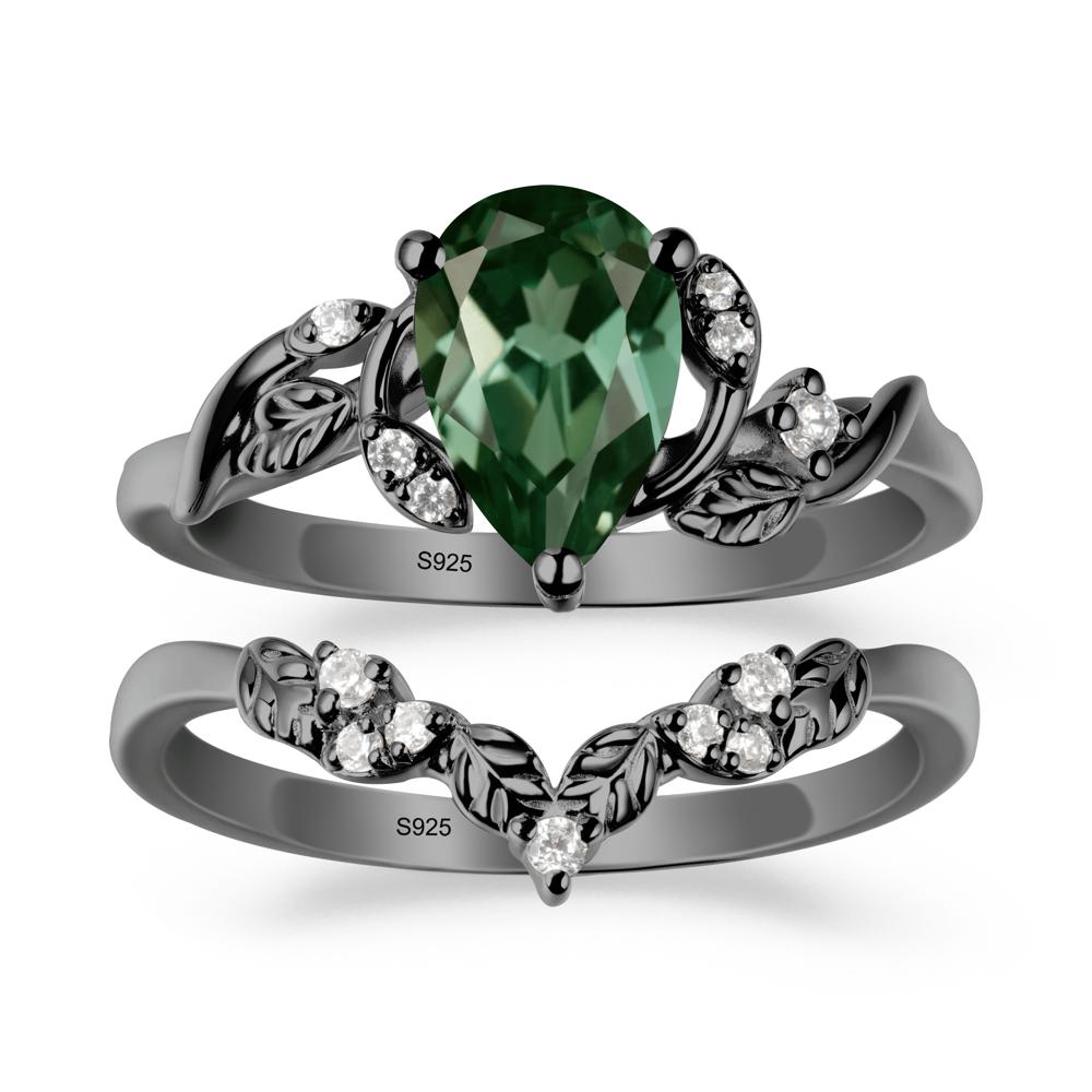 Leaf Inspired Green Sapphire Bridal Set - LUO Jewelry #metal_xxxxx