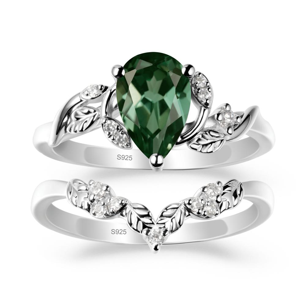 Leaf Inspired Green Sapphire Bridal Set - LUO Jewelry #metal_xxxxx