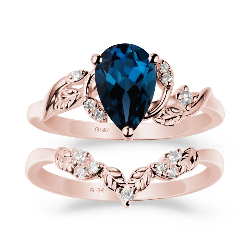 Pear-Shaped London Blue Topaz Ring Set with Leaf - LUO Jewelry #metal_xxxxx