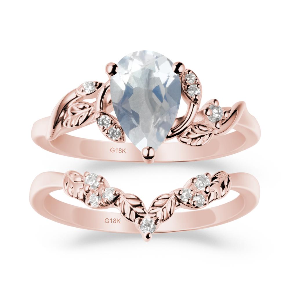 Pear Cut Moonstone Leaf Ring Set - LUO Jewelry #metal_xxxxx