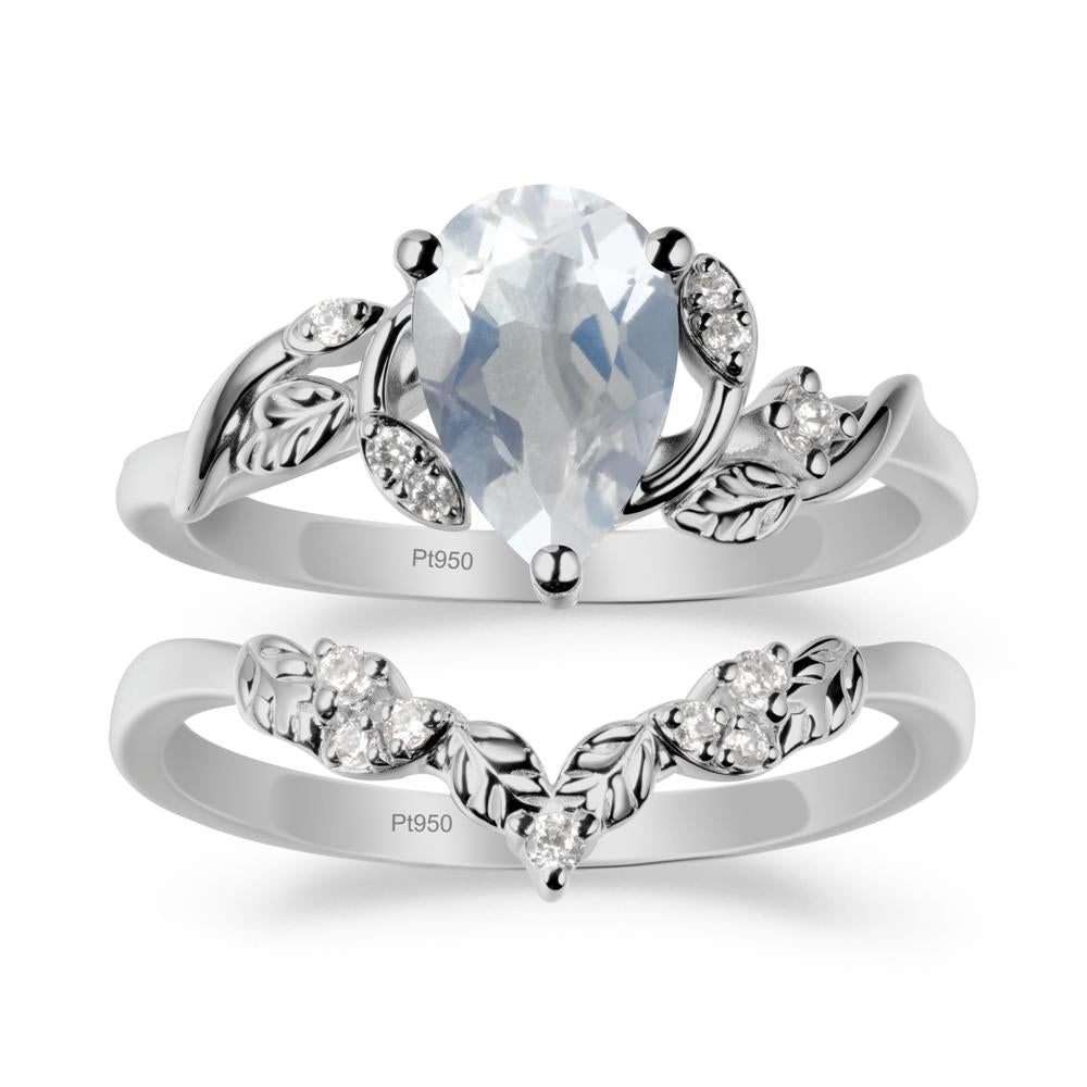 Pear Cut Moonstone Leaf Ring Set - LUO Jewelry #metal_xxxxx
