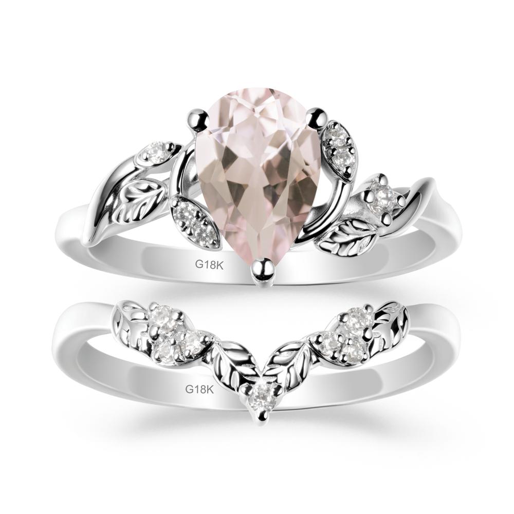 Pear-Shaped Morganite Ring Set with Leaf - LUO Jewelry #metal_xxxxx