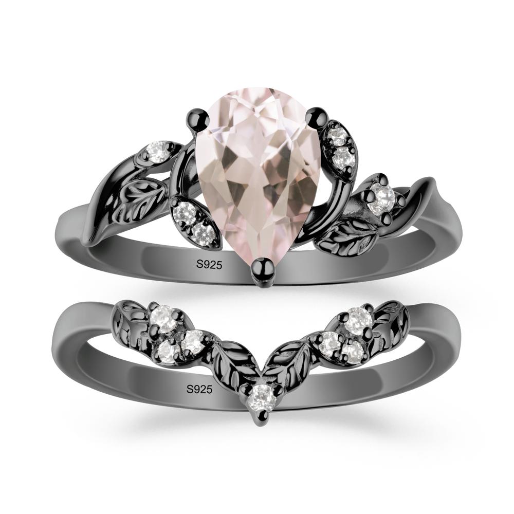 Pear-Shaped Morganite Ring Set with Leaf - LUO Jewelry #metal_xxxxx