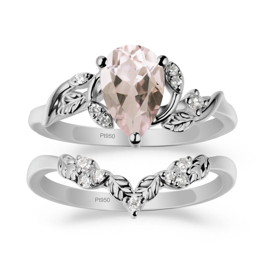 Pear-Shaped Morganite Ring Set with Leaf - LUO Jewelry #metal_xxxxx