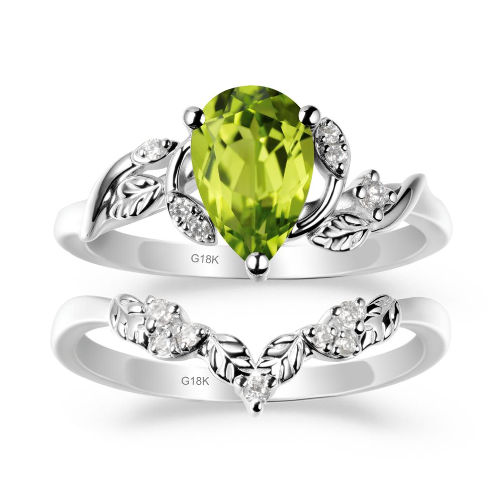Pear Cut Peridot Leaf Ring Set - LUO Jewelry #metal_xxxxx
